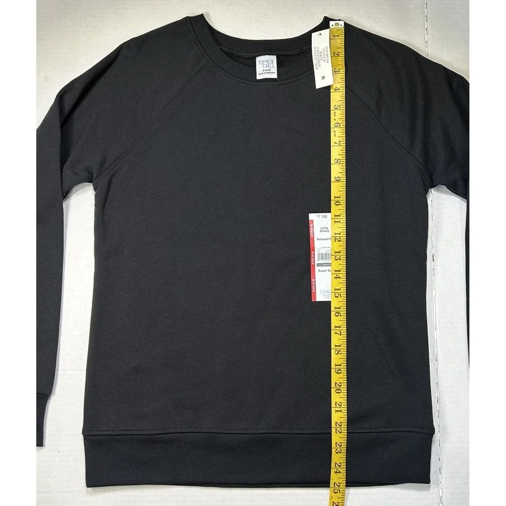 Time and Tru Sweatshirt Kids Size Small Crewneck Black Fleece Long Sleeve‎ NWT